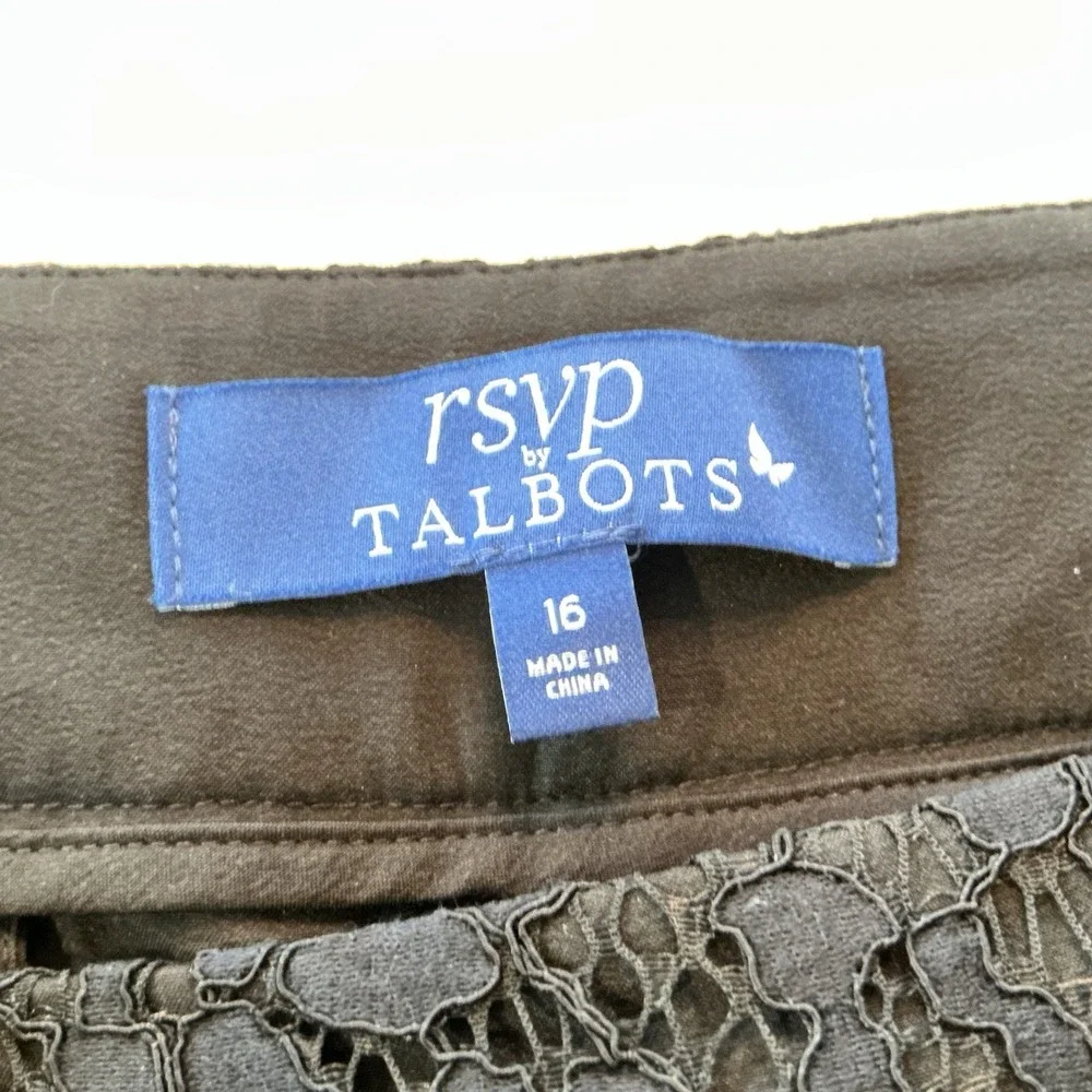 Talbots Lace Scalloped Hem Ankle Pants Womens 16 Black High Rise Straight 38x27 - Picture 8 of 11